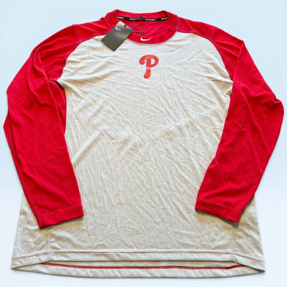 Philadelphia Phillies Shirt Mens 2XL Red MLB Baseball Nike Dri-FIT Raglan